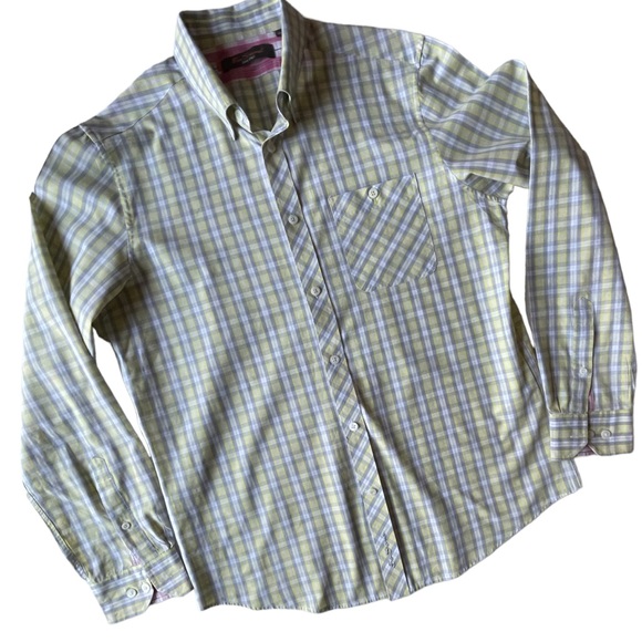 Ben Sherman Long Sleeve Button Down Shirt, Gray Yellow, Mens L - Picture 2 of 13